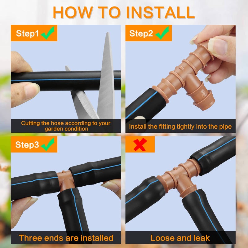 iMopo 21-Pack Drip Irrigation Universal Barbed Tee Fitting, Barbed Connectors for 1/2"" Drip Tubing - Image 5